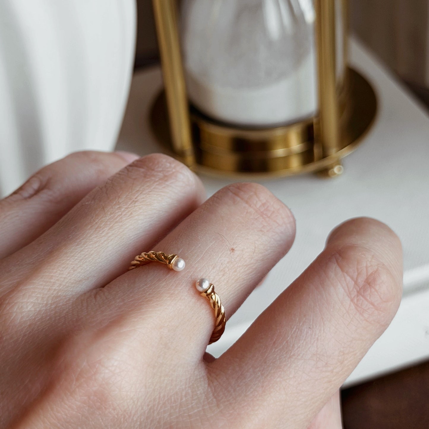GINIA Shell Pearl Braided Ring - ASH MOLLIE STUDIO