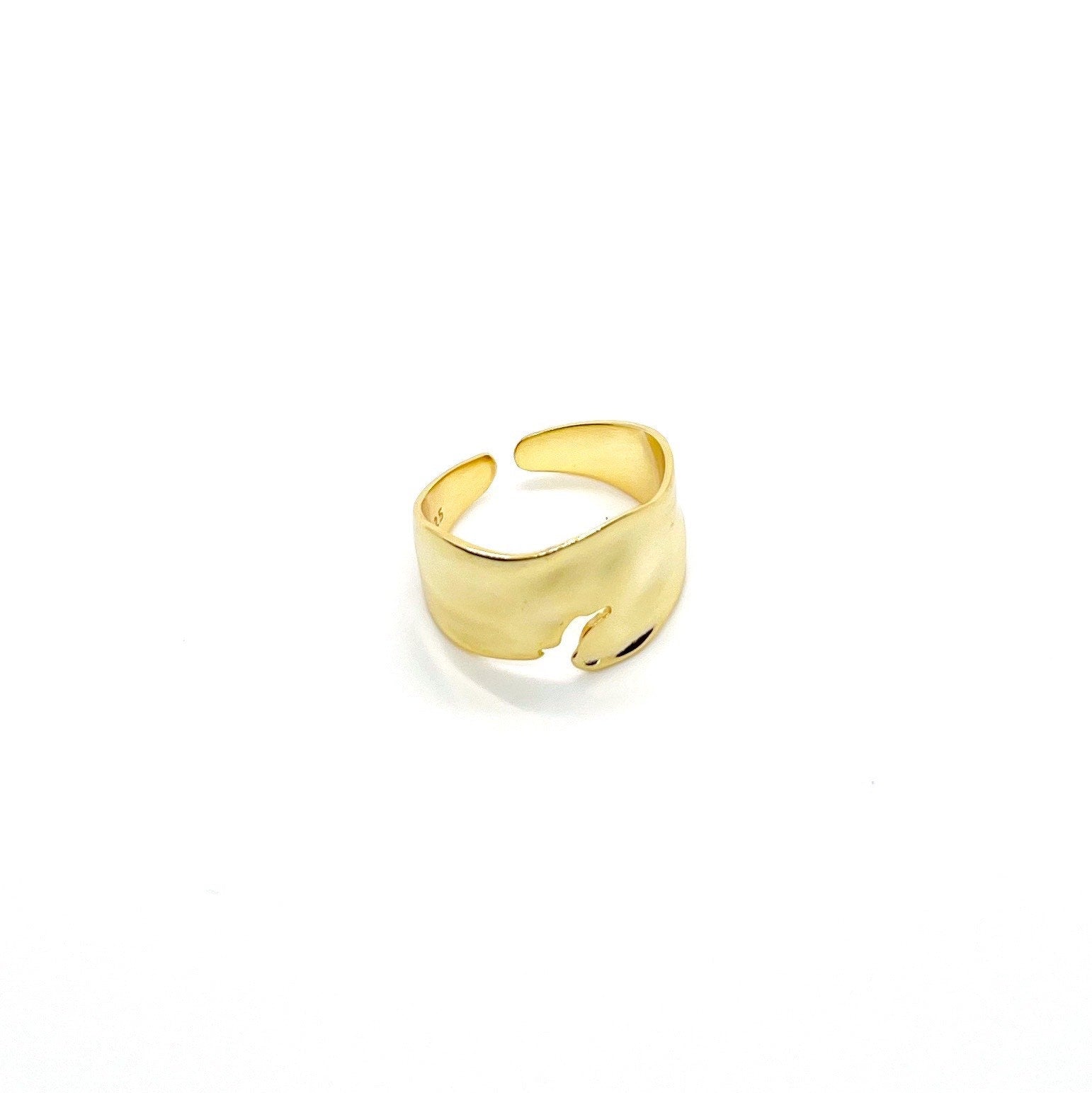 Thick gold statement ring with 14k gold plating