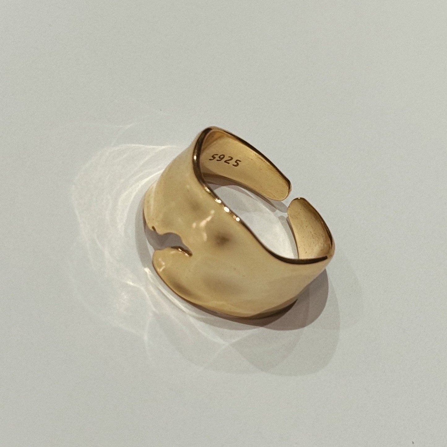 Thick gold statement ring with 14k gold plating