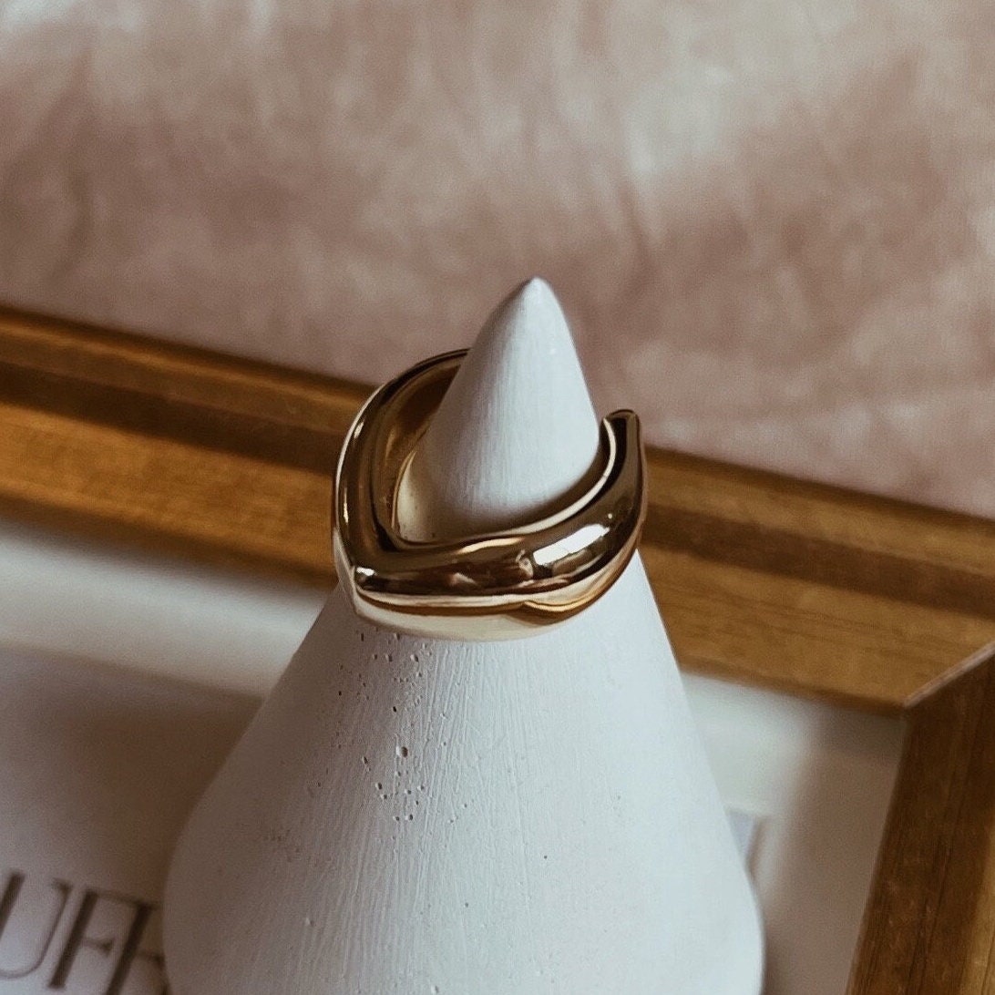 Gold and silver folded corner ear cuff with polished finish