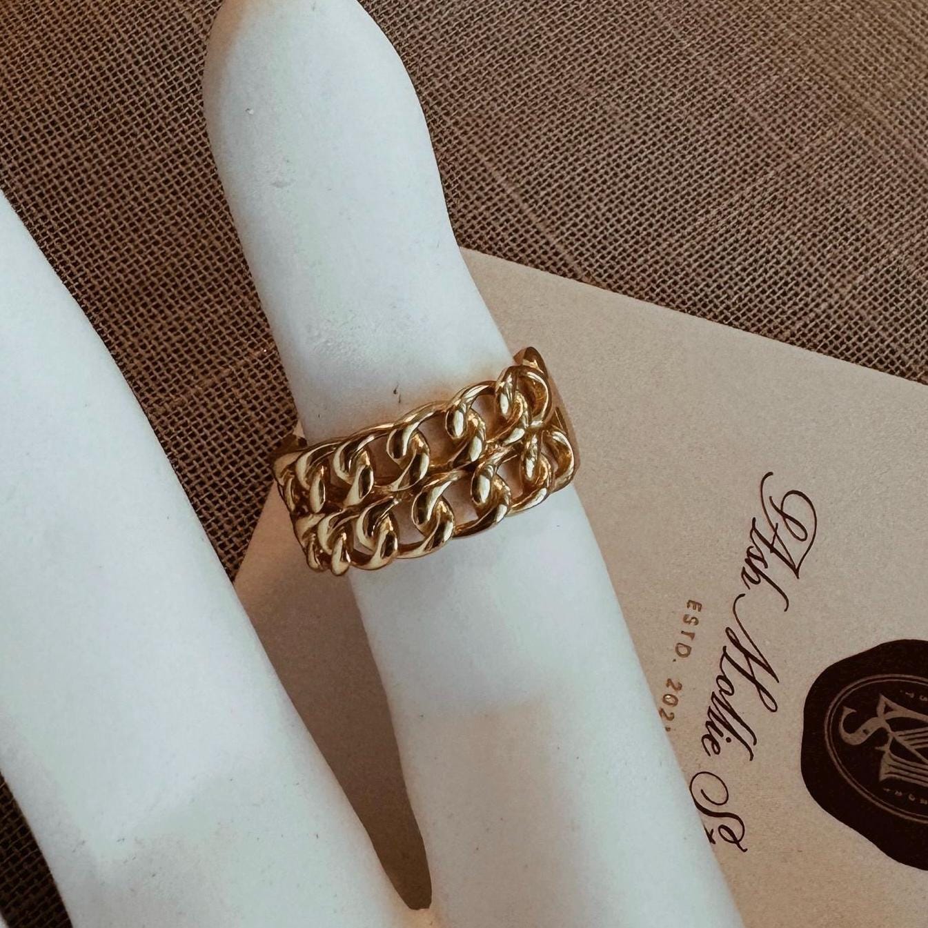 AMS Double Chains Gold Ring