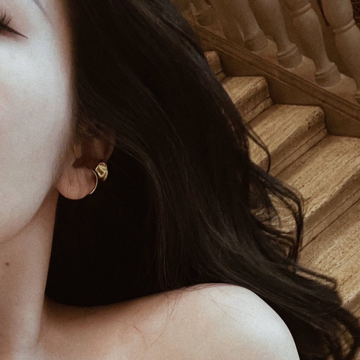 AMS French Vintage Gold Wide Band Ear Cuff