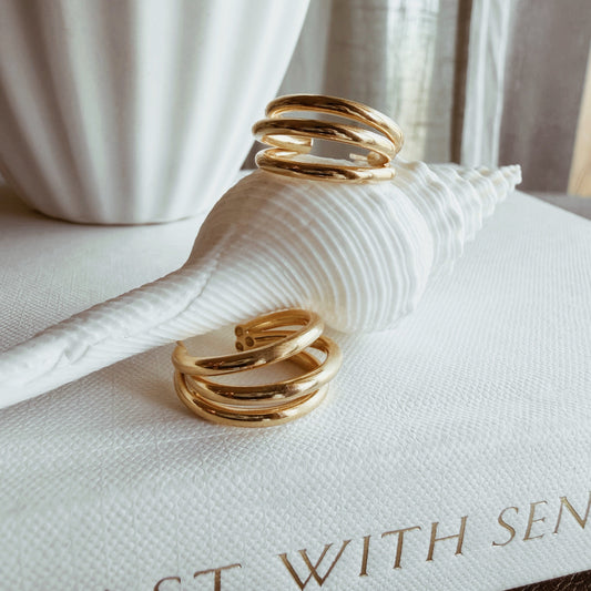 Layered triple hoop gold hoop minimalist 
earrings 