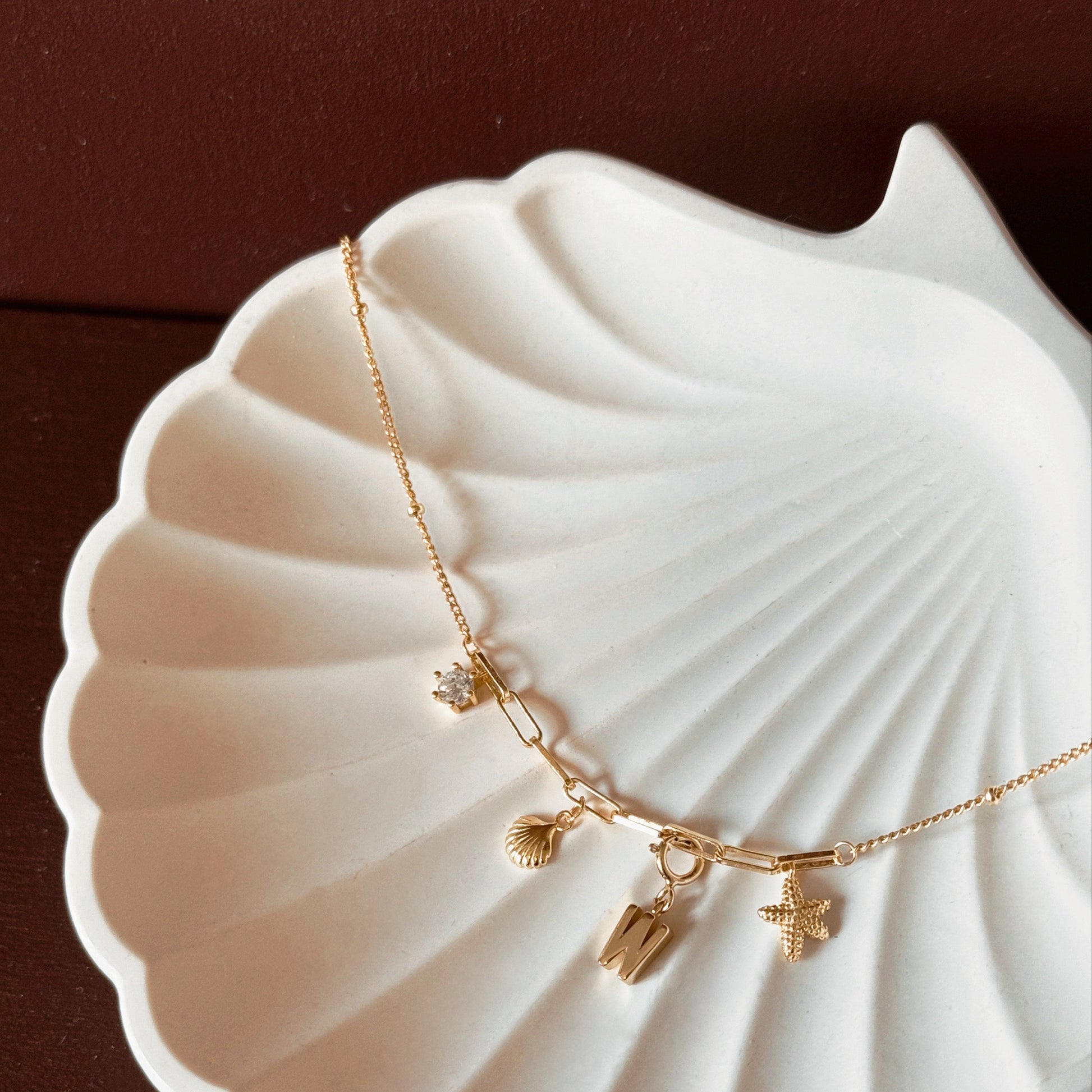 THEIA  Seashell, Star, and Crystal Necklace - ASH MOLLIE STUDIO