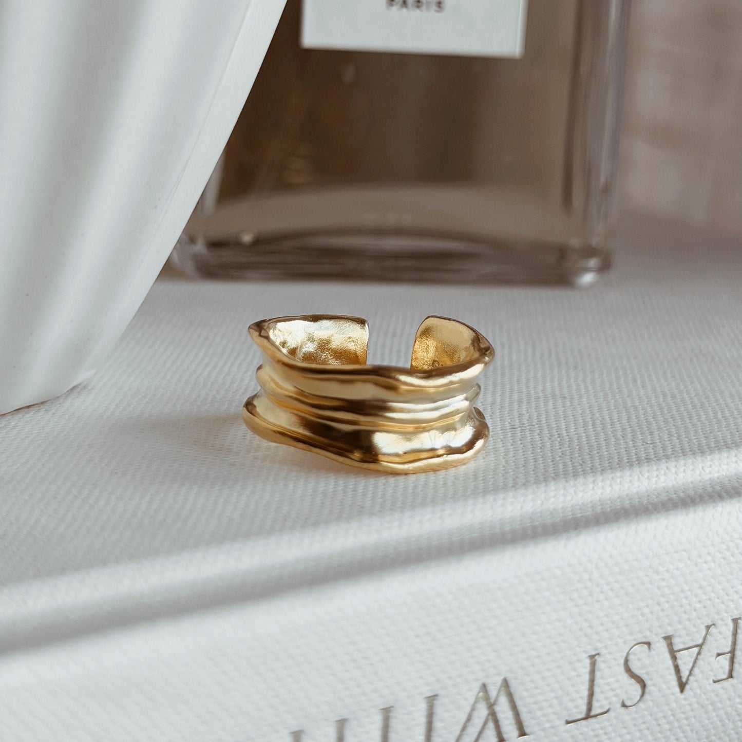 GAYA Sculptural Gold Wave Statement Ring - ASH MOLLIE STUDIO