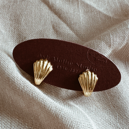 ZANYA Seashell Huggies Earrings - ASH MOLLIE STUDIO