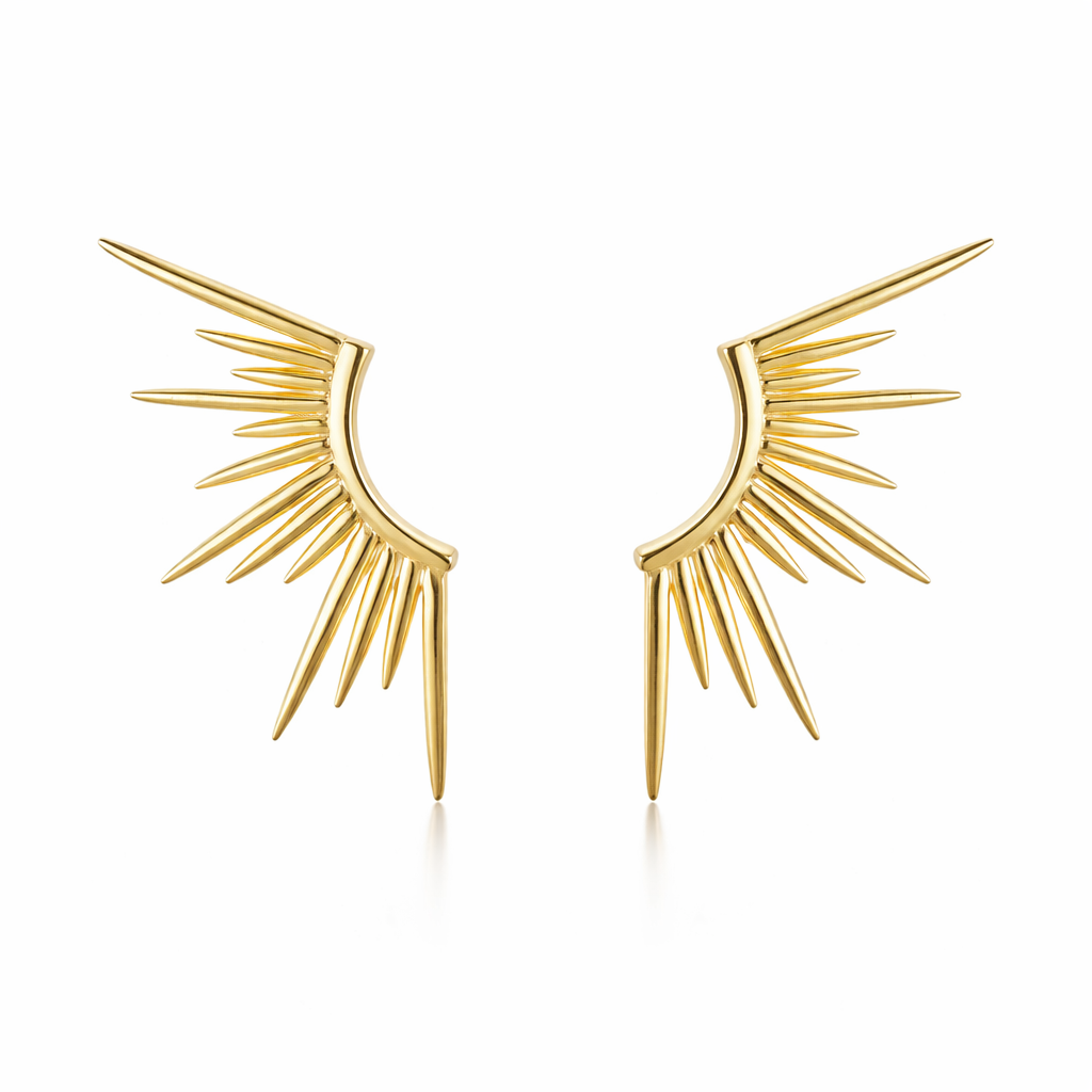 VERONICA Spark Gold Sunburst Stud Earrings for Women – Minimalist Radiant Spike Sculptural Statement Jewelry | Ash Mollie Studio - ASH MOLLIE STUDIO