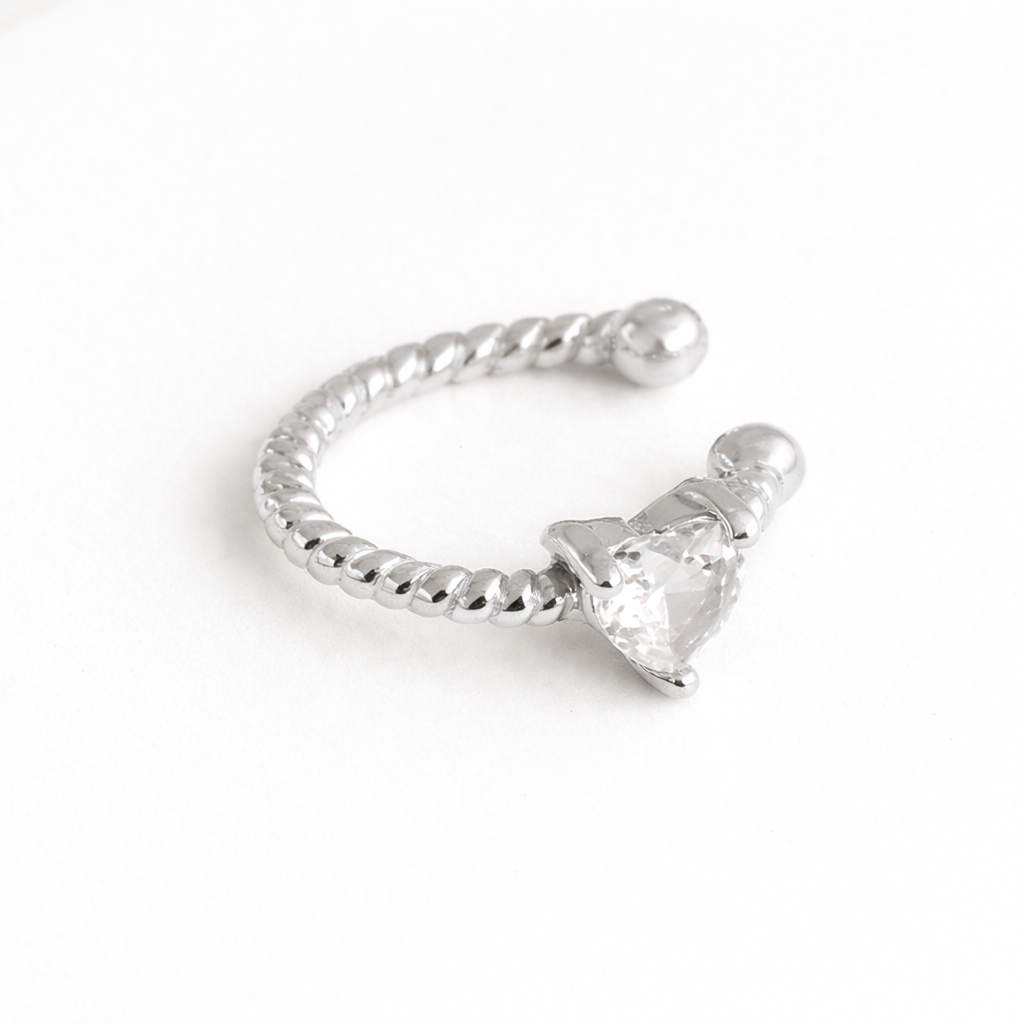ANAISA Heart Stone Ear Cuff – Romantic Gold No Piercing Jewelry for Women | Ash Mollie Studio - ASH MOLLIE STUDIO