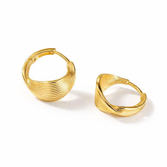 ZIVA Swerling Gold Hoop Earrings – 925 Silver 14K Gold Plated Minimalist Hoops | Ash Mollie Studio