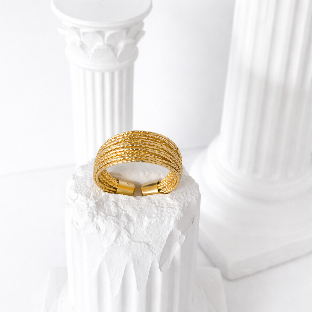 IVIE Minimalist Gold Statement Ring – Sculptural Adjustable Ring for Women | Ash Mollie Studio - ASH MOLLIE STUDIO