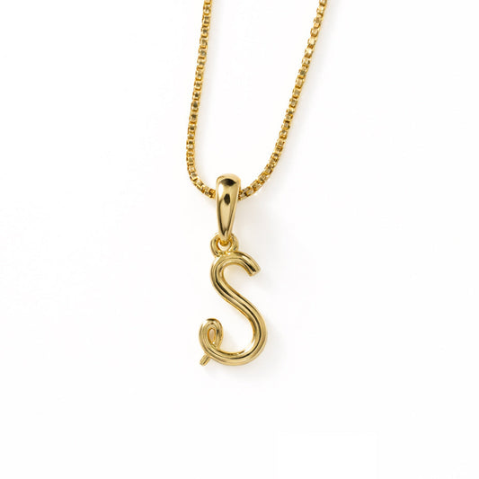 Gold Initial Necklace S for Women – Minimalist Dainty Letter Pendant Gift - ASH MOLLIE STUDIO