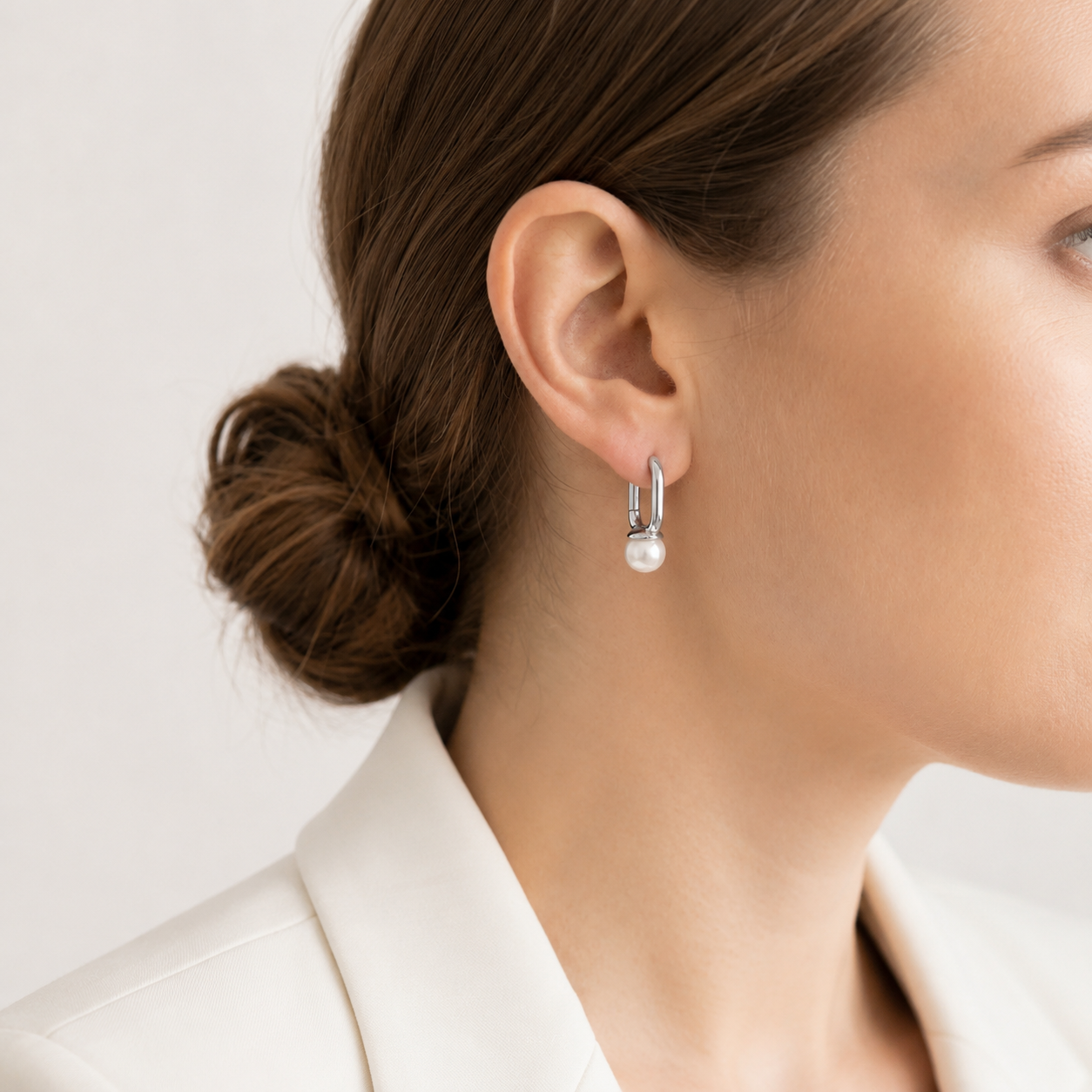 IRIS Rectangle Pearl Hoop Earrings - ASH MOLLIE STUDIO