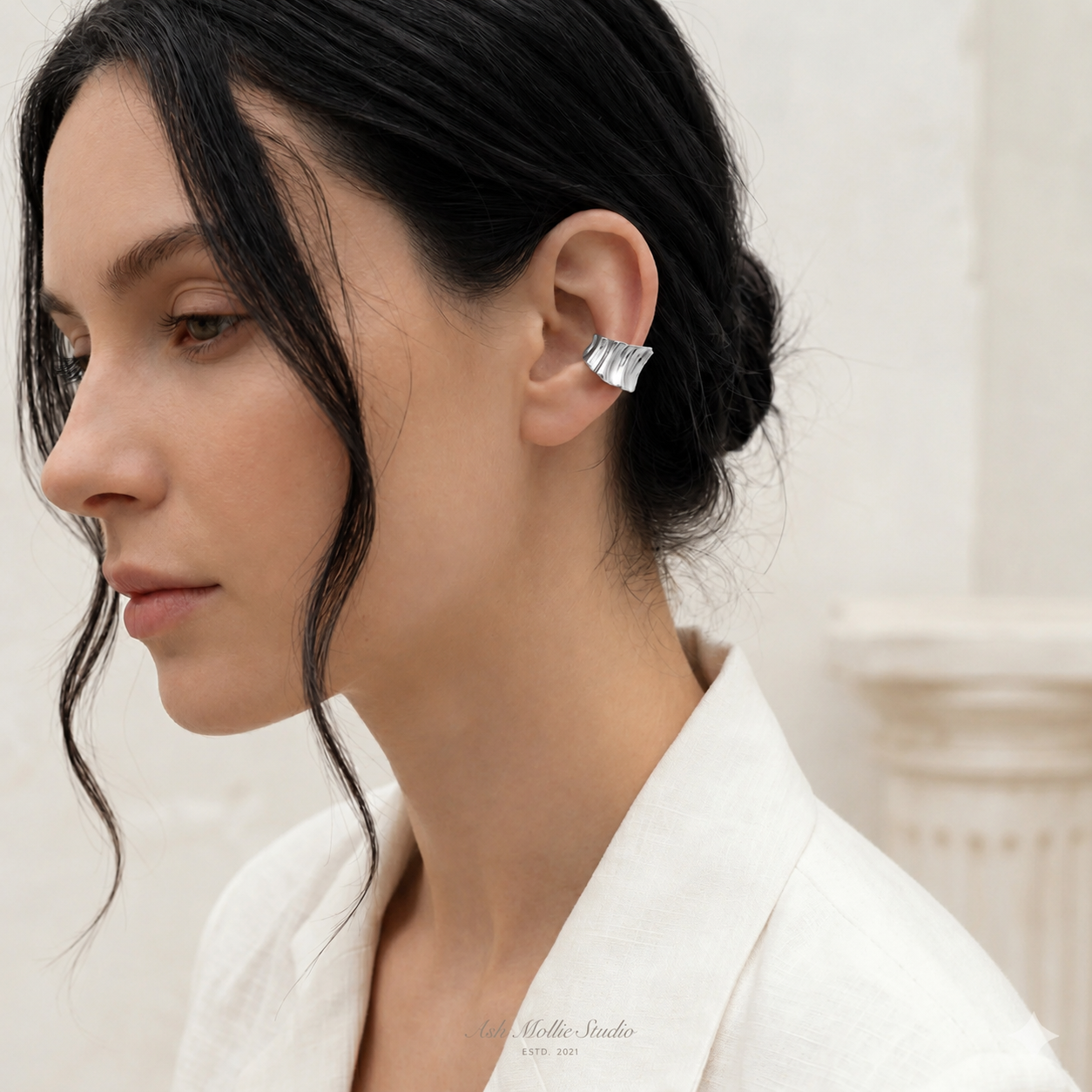 GILLY Wide Band Gold Ear Cuff - ASH MOLLIE STUDIO