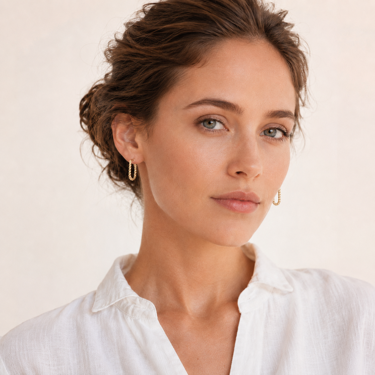 CHANDRA Threaded Twisted Rope Minimalist Hoop Earrings - ASH MOLLIE STUDIO