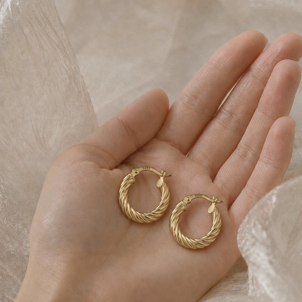 THALIA French Twisted Vintage-Inspired Minimalist Hoop Earrings - ASH MOLLIE STUDIO
