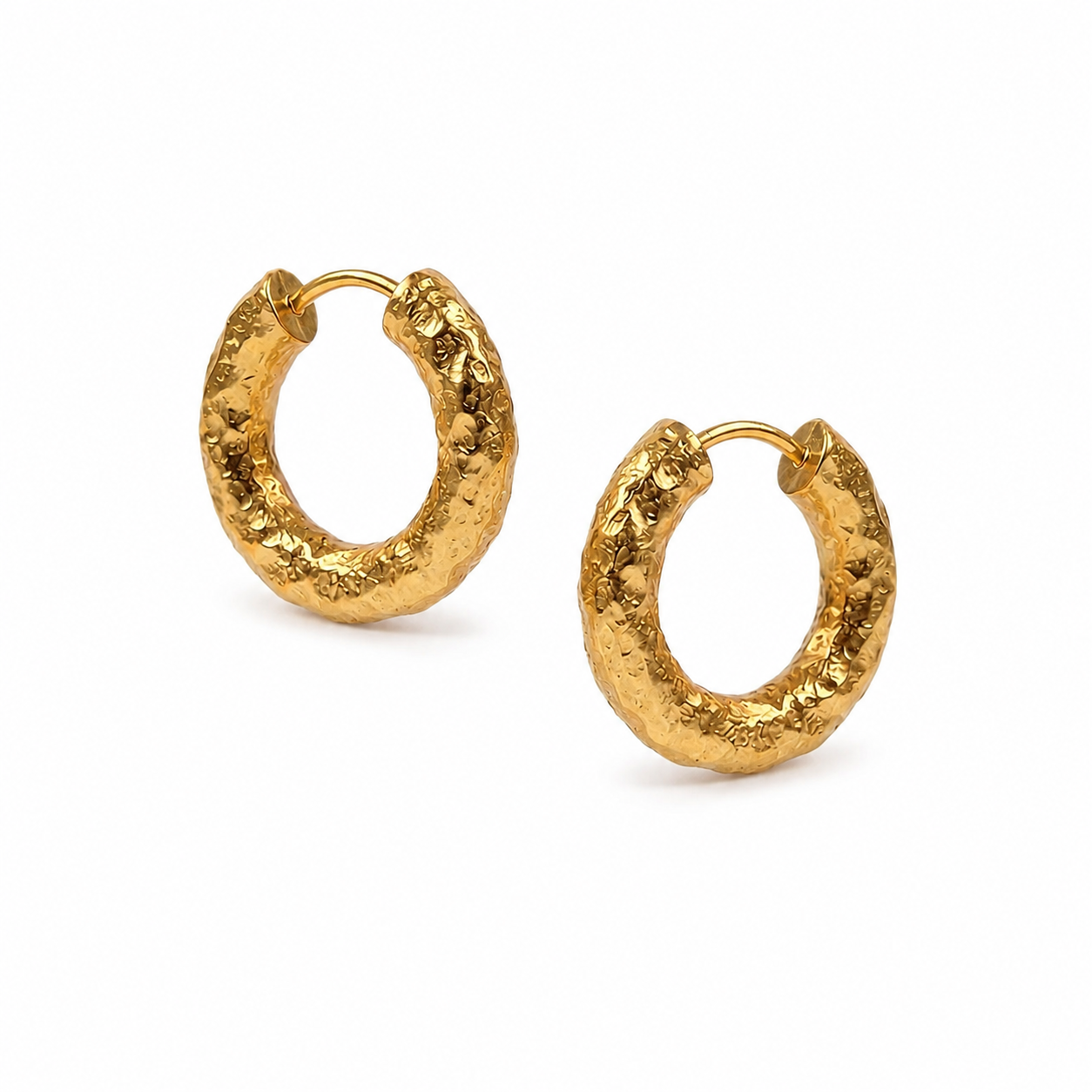 Laila Textured Gold Hoop Earrings - ASH MOLLIE STUDIO