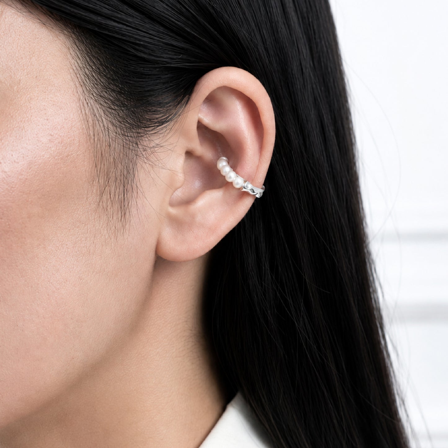 DIORA Gold Pearl Elegant No Piercing Ear Cuff - ASH MOLLIE STUDIO