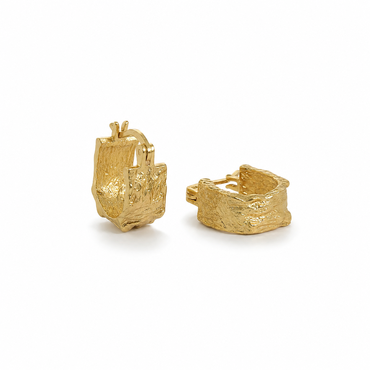 DELIA Squarish Textured Hoop Earrings - ASH MOLLIE STUDIO