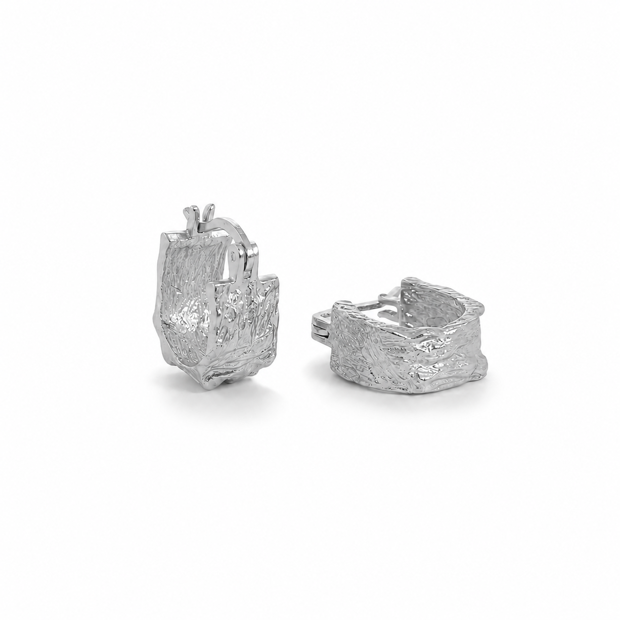 DELIA Squarish Textured Hoop Earrings - ASH MOLLIE STUDIO
