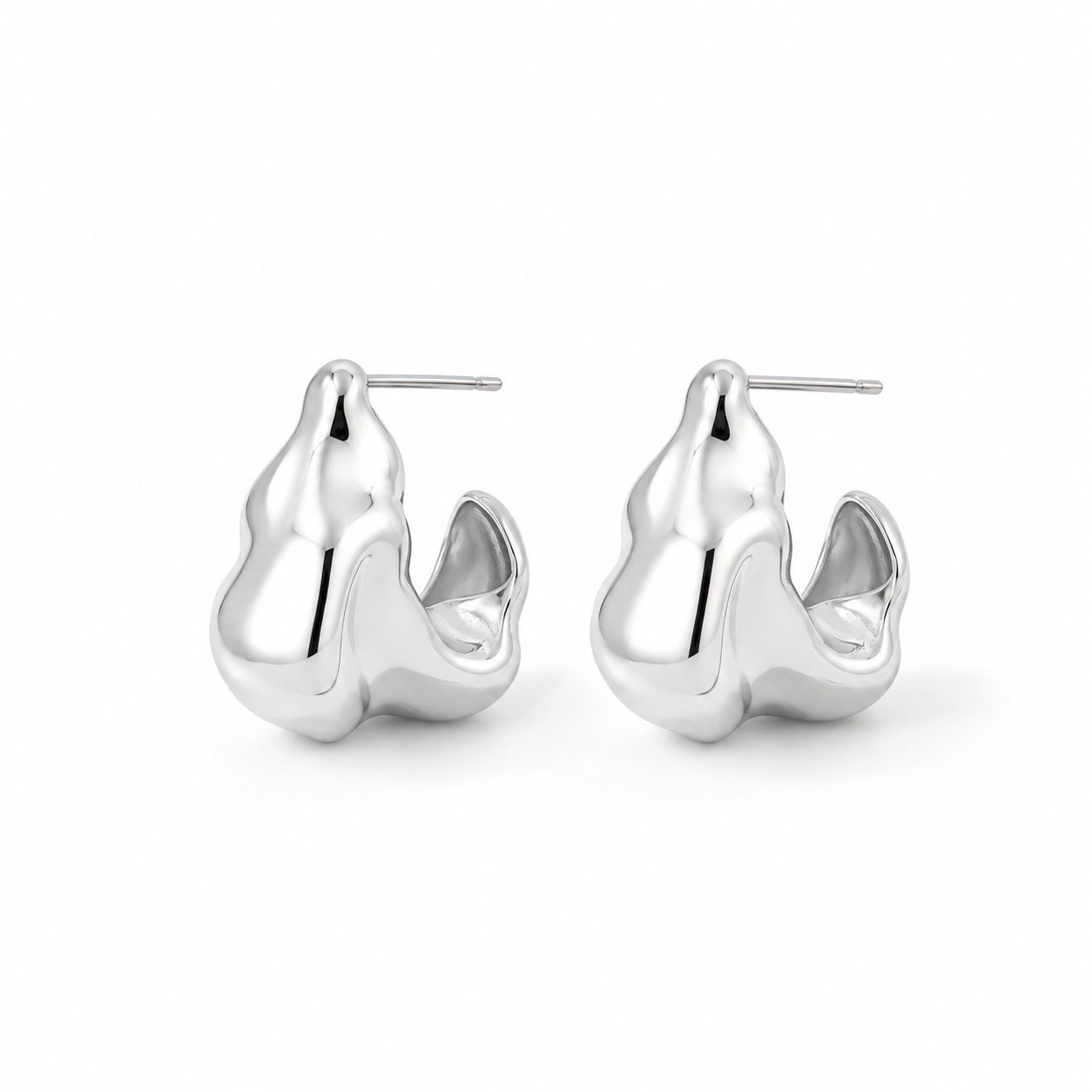 DEVI Uneven Wavy Earrings – Sculptural Statement Stud Earrings - ASH MOLLIE STUDIO
