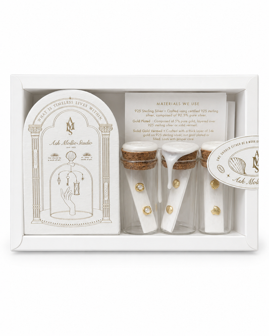 Gold Stud Earrings Gift Set