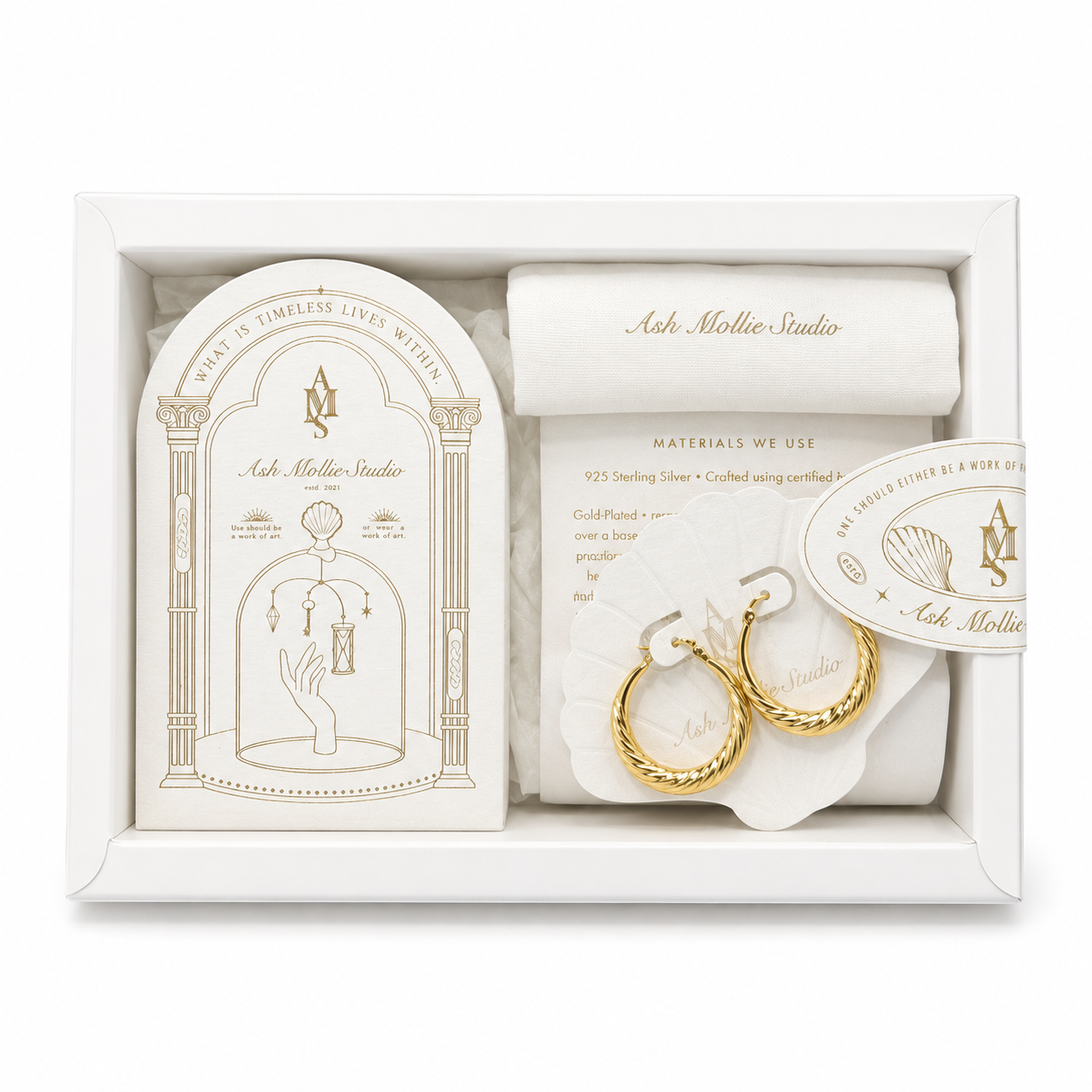 Gold Twisted Hoop Earrings Jewelry Gift Set
