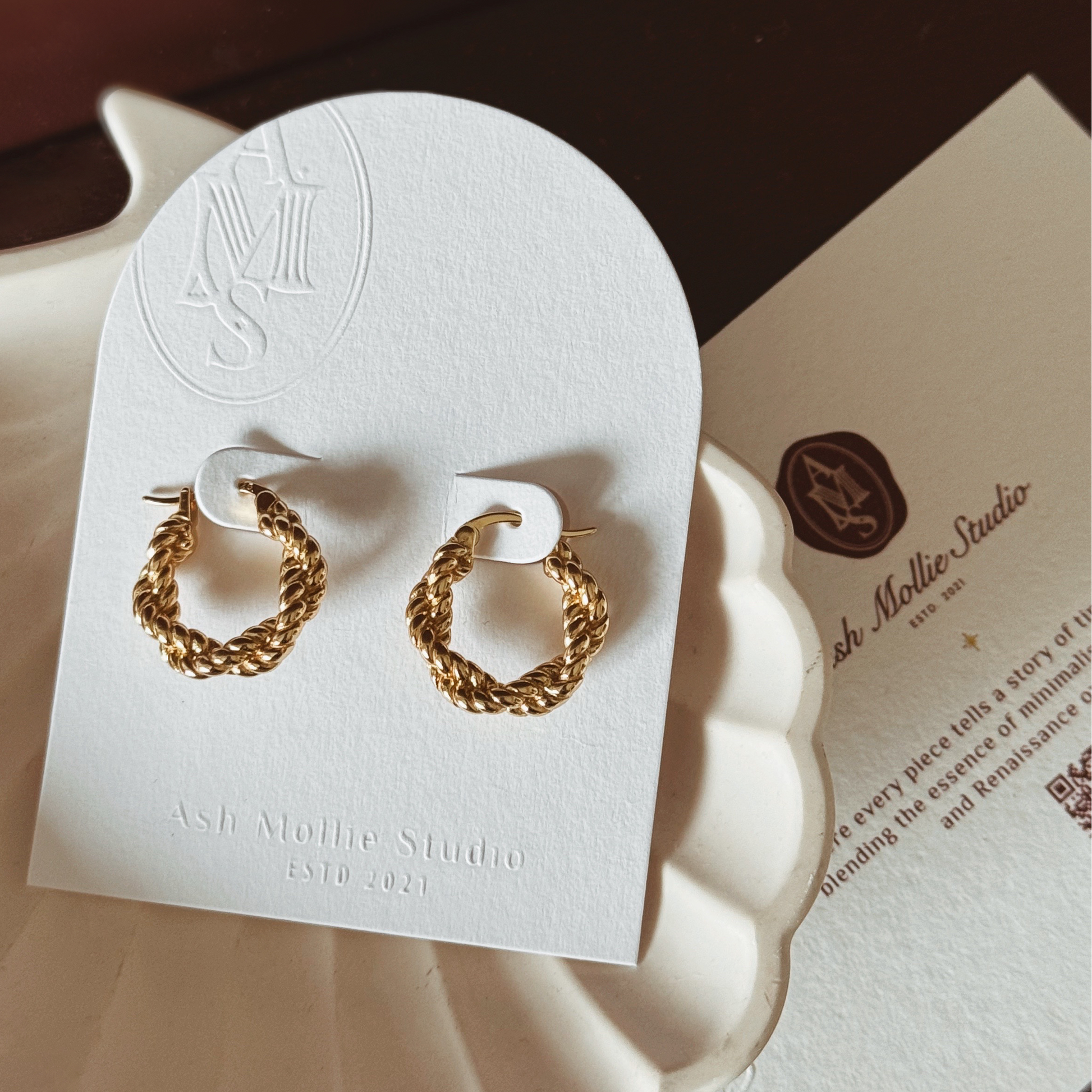 BRIENNE Braided Twisted Hoop Earrings - ASH MOLLIE STUDIO