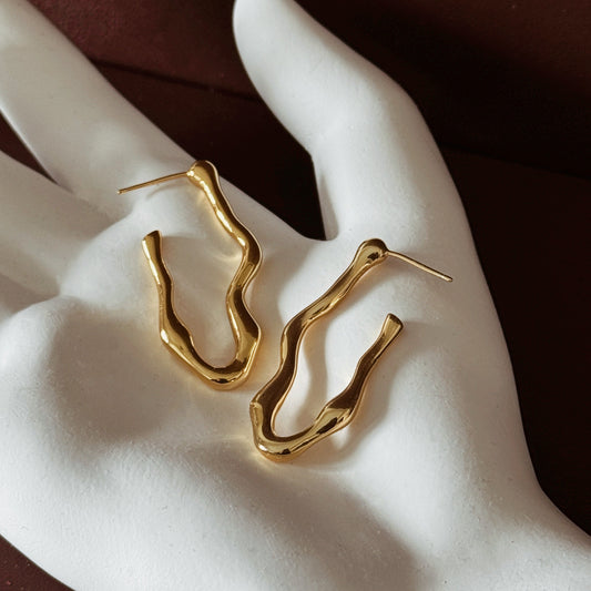 ANTHENA Long Asymmetric Irregular Earrings - ASH MOLLIE STUDIO