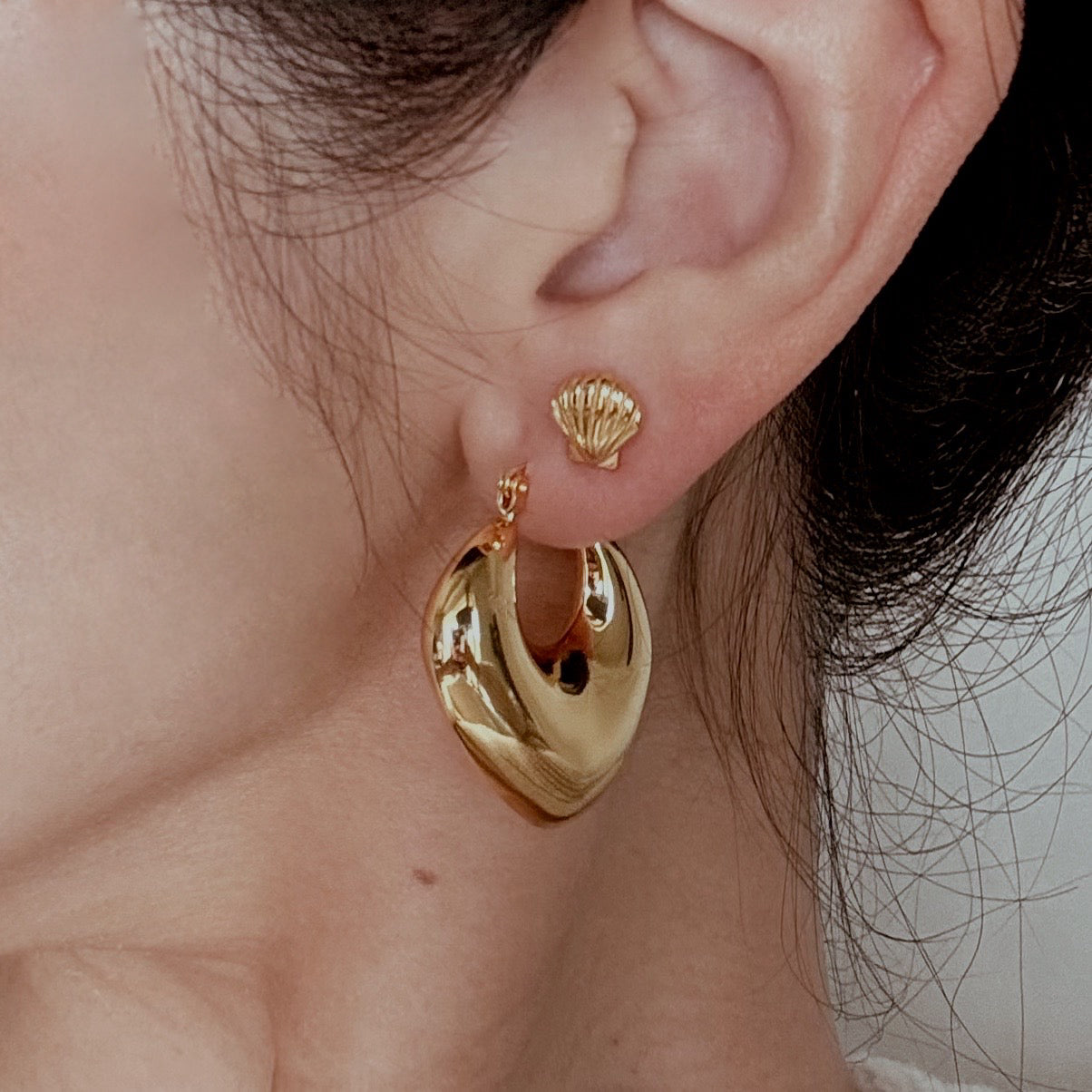 IVA Rounded Teardrop Heart Shape Big Chunky Earrings - ASH MOLLIE STUDIO