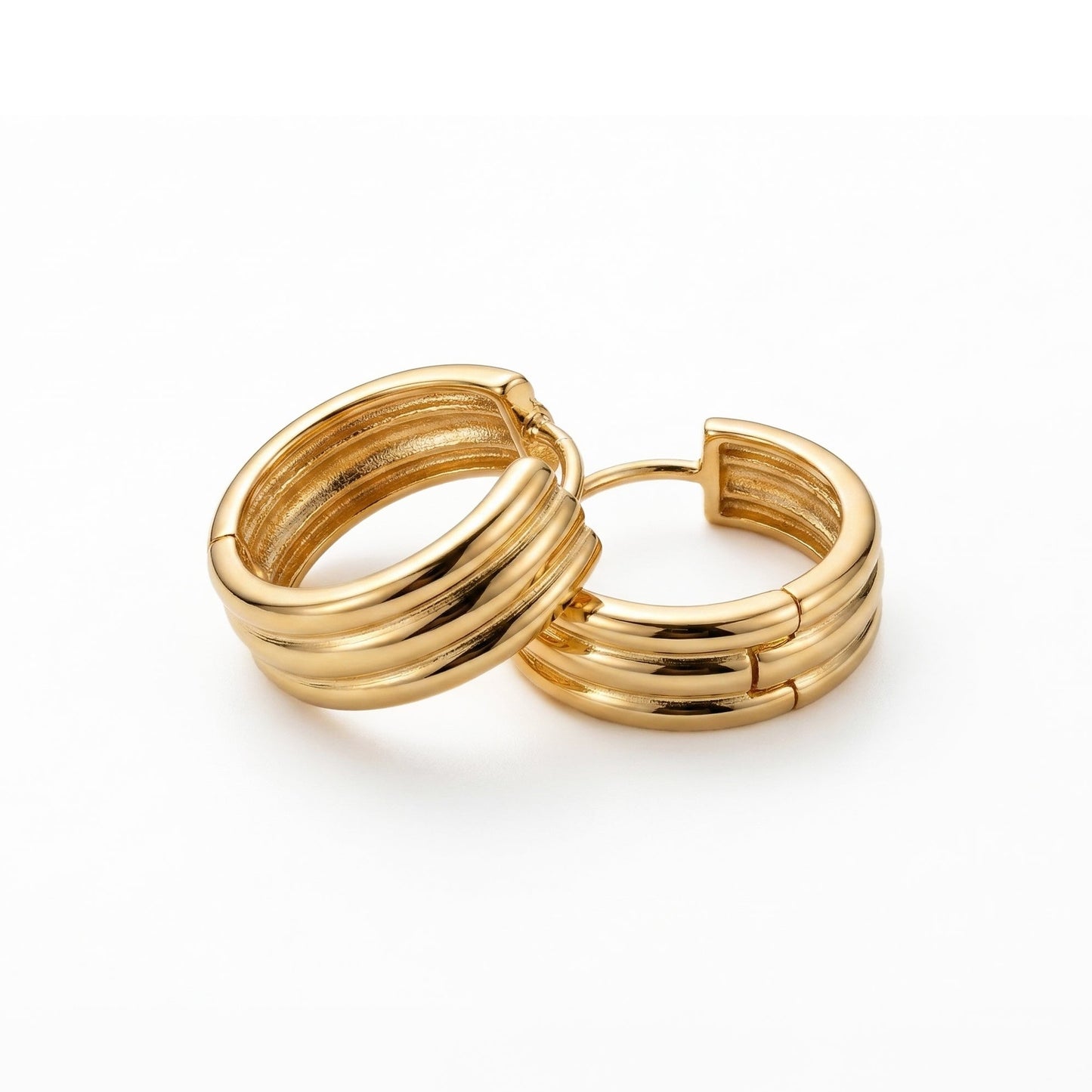 EPONA Small Gold Hoop Earrings – Ribbed Texture Minimalist Hoops | Ash Mollie Studio - ASH MOLLIE STUDIO