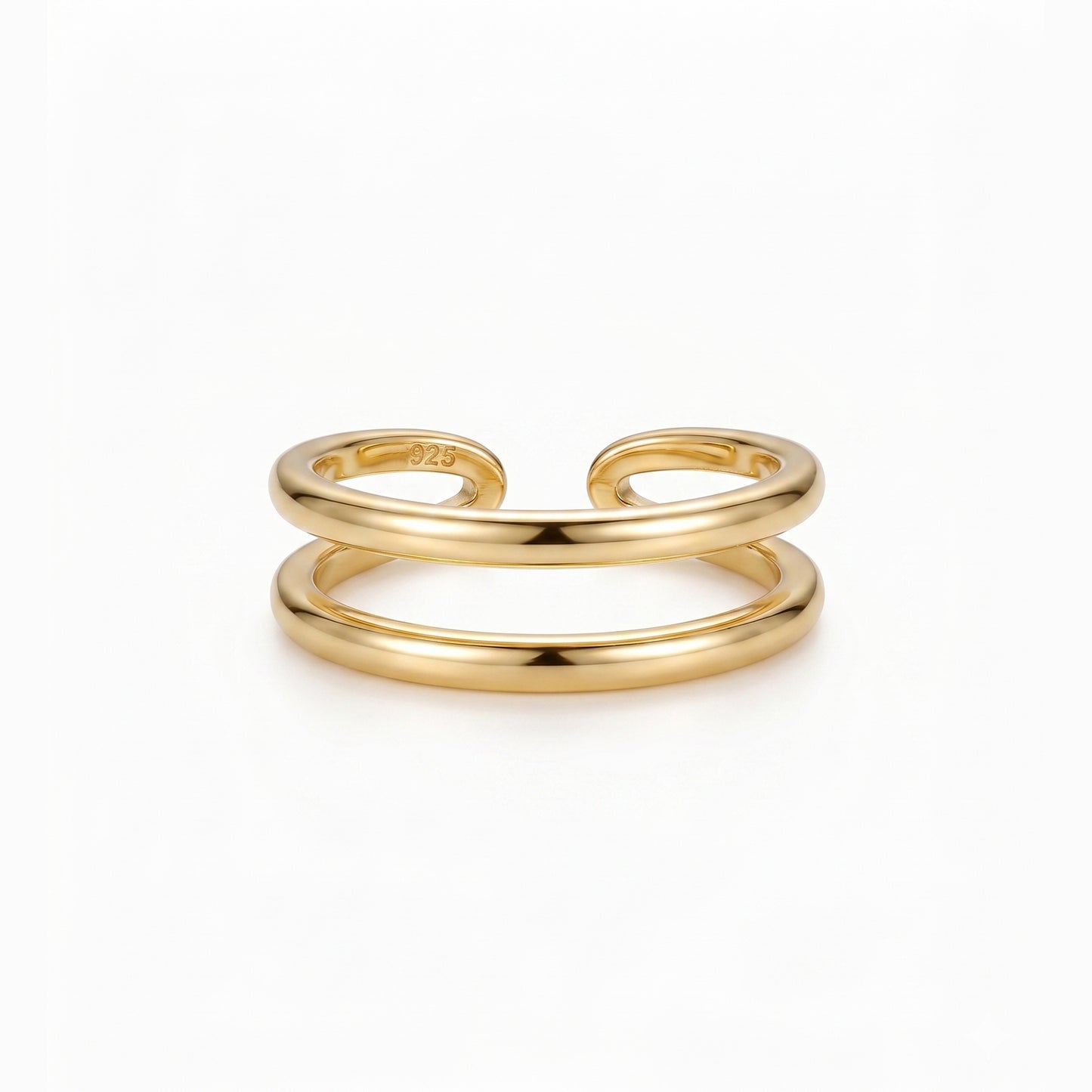 ISABEL Gold Double Band Ring for Women – Minimalist Open Adjustable Stacking Statement Ring | Ash Mollie Studio - ASH MOLLIE STUDIO