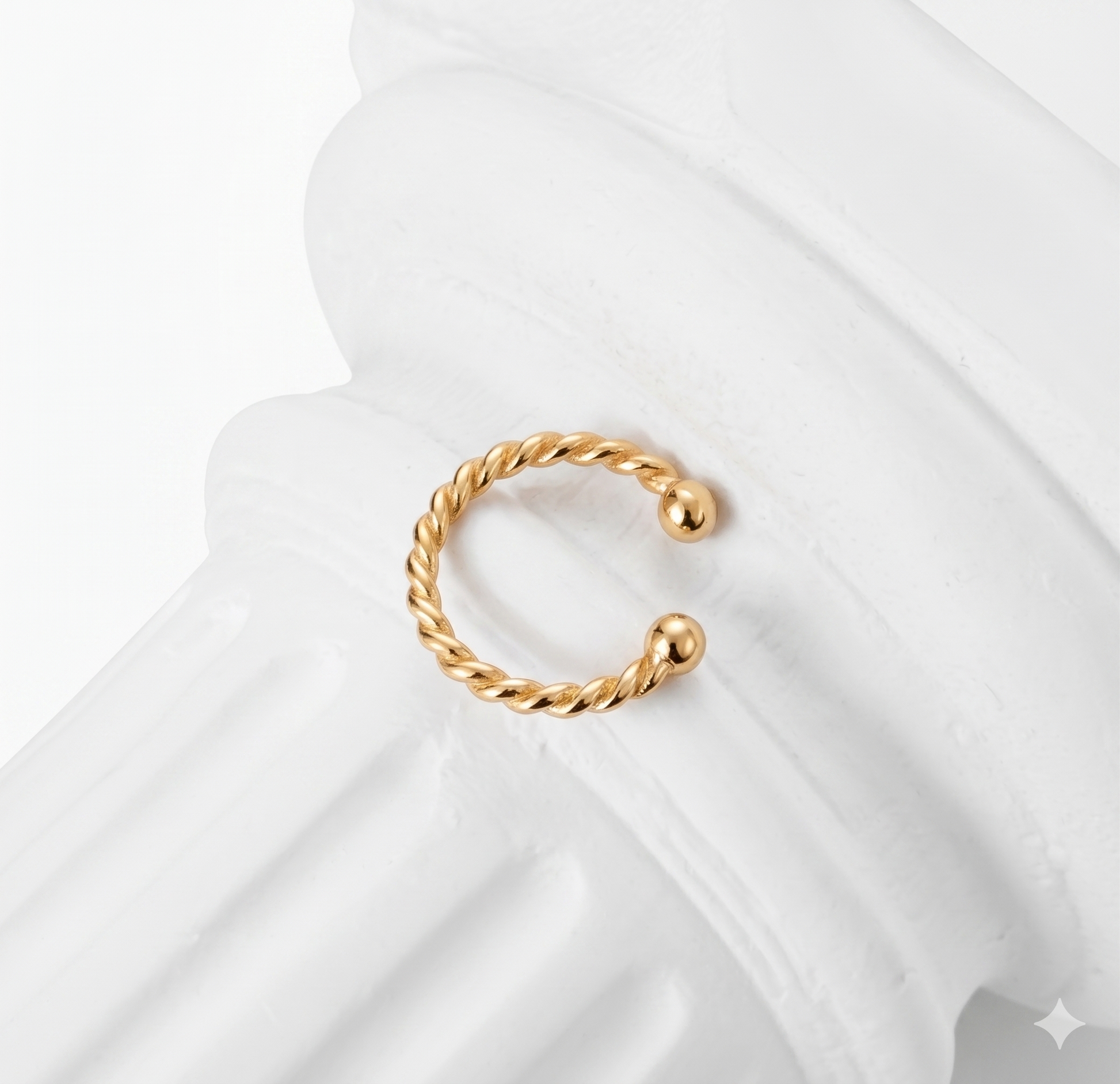 NINI Braided Gold Ear Cuff – Twisted Minimalist Statement Ear Cuff | Ash Mollie Studio - ASH MOLLIE STUDIO