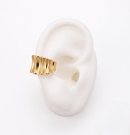 GILLY Wide Band Gold Ear Cuff – Minimalist Thick No Piercing Jewelry | Ash Mollie Studio - ASH MOLLIE STUDIO