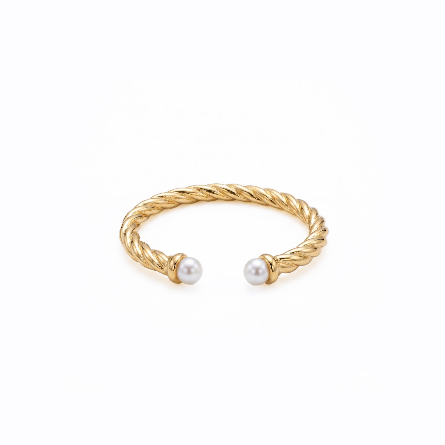 GINIA Braided Gold Shell Pearl Ring – Minimalist Adjustable Statement Jewelry | Ash Mollie Studio - ASH MOLLIE STUDIO