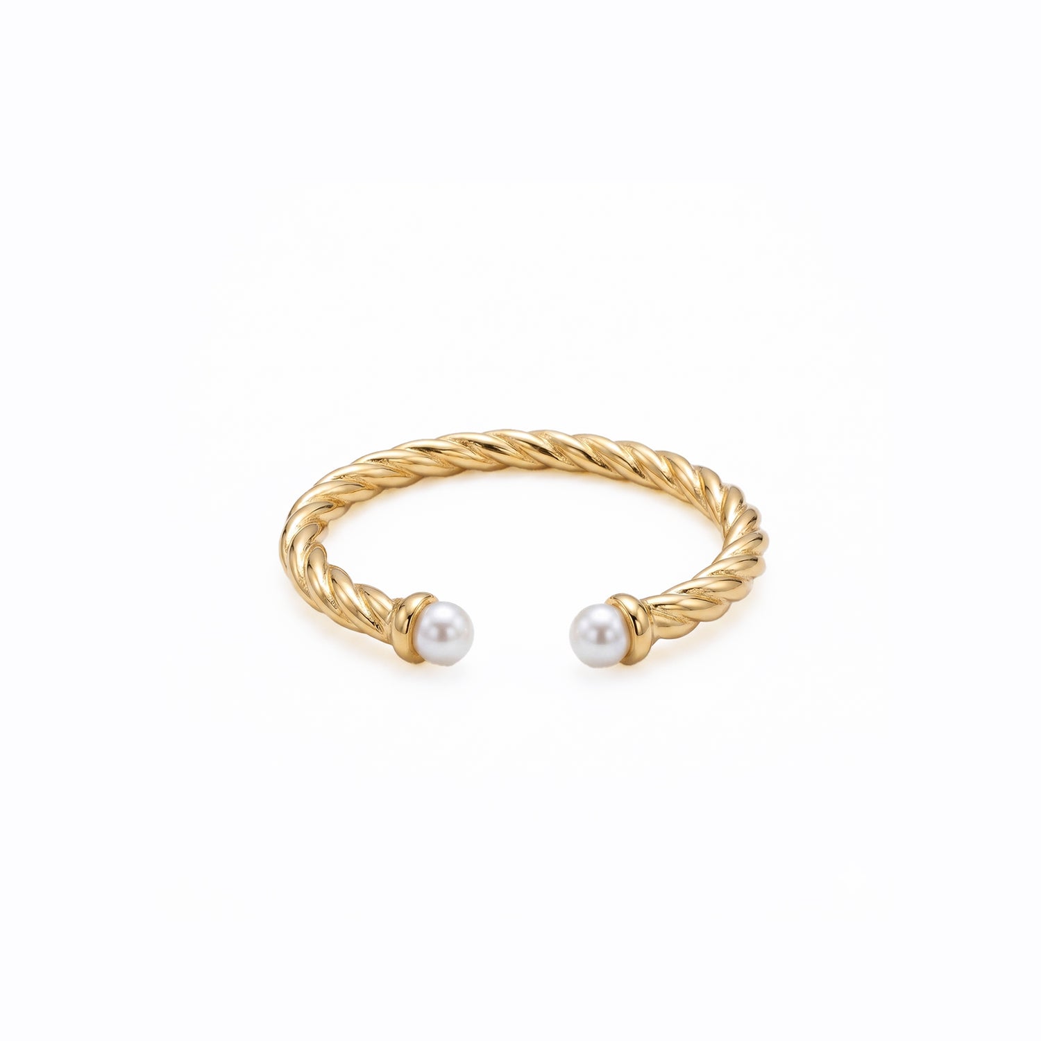 GINIA Braided Gold Shell Pearl Ring – Minimalist Adjustable Statement Jewelry | Ash Mollie Studio - ASH MOLLIE STUDIO