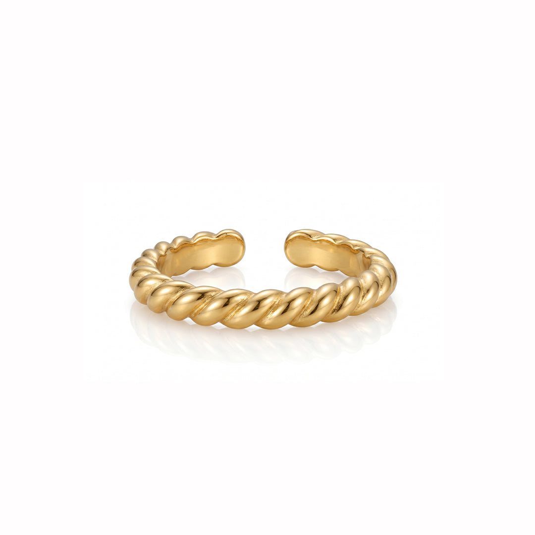 ANOA Gold Braided Ring for Women – Narrow Minimalist Stacking Rope Band | Ash Mollie Studio - ASH MOLLIE STUDIO