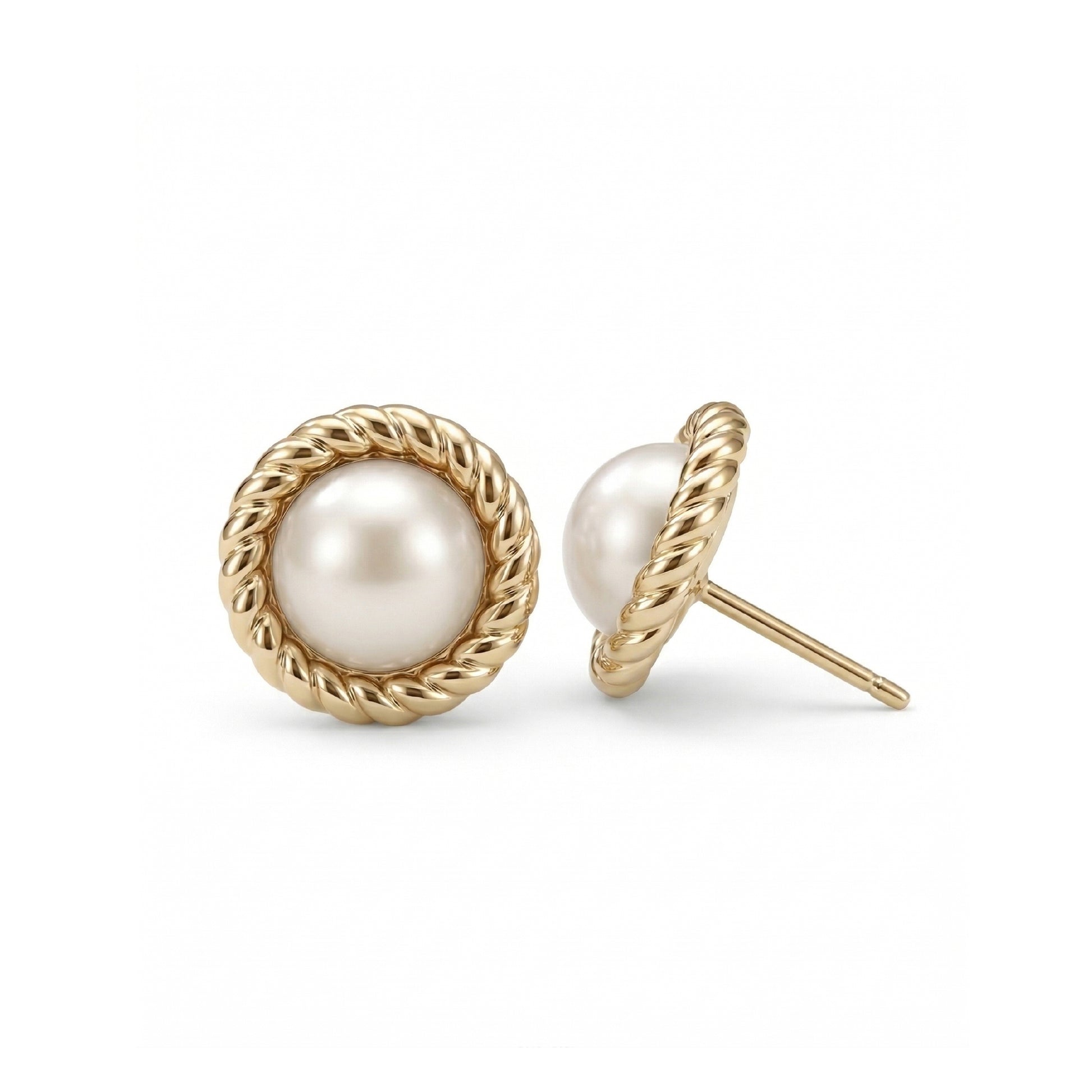 NIXI Gold Round Pearl Stud Earrings for Women – Classic Minimalist Dainty Everyday Jewelry | Ash Mollie Studio - ASH MOLLIE STUDIO