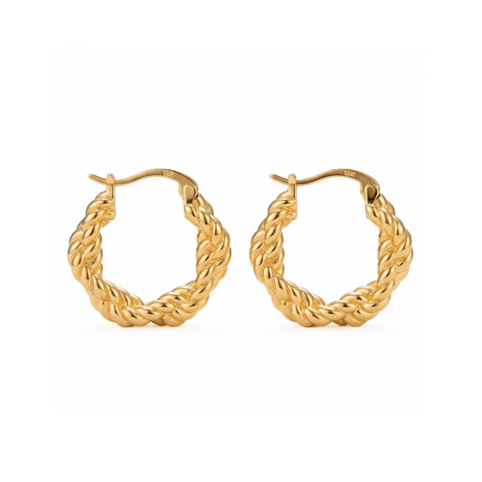 BRIENNE Braided Gold Hoop Earrings – Twisted Minimalist Statement Hoops | Ash Mollie Studio