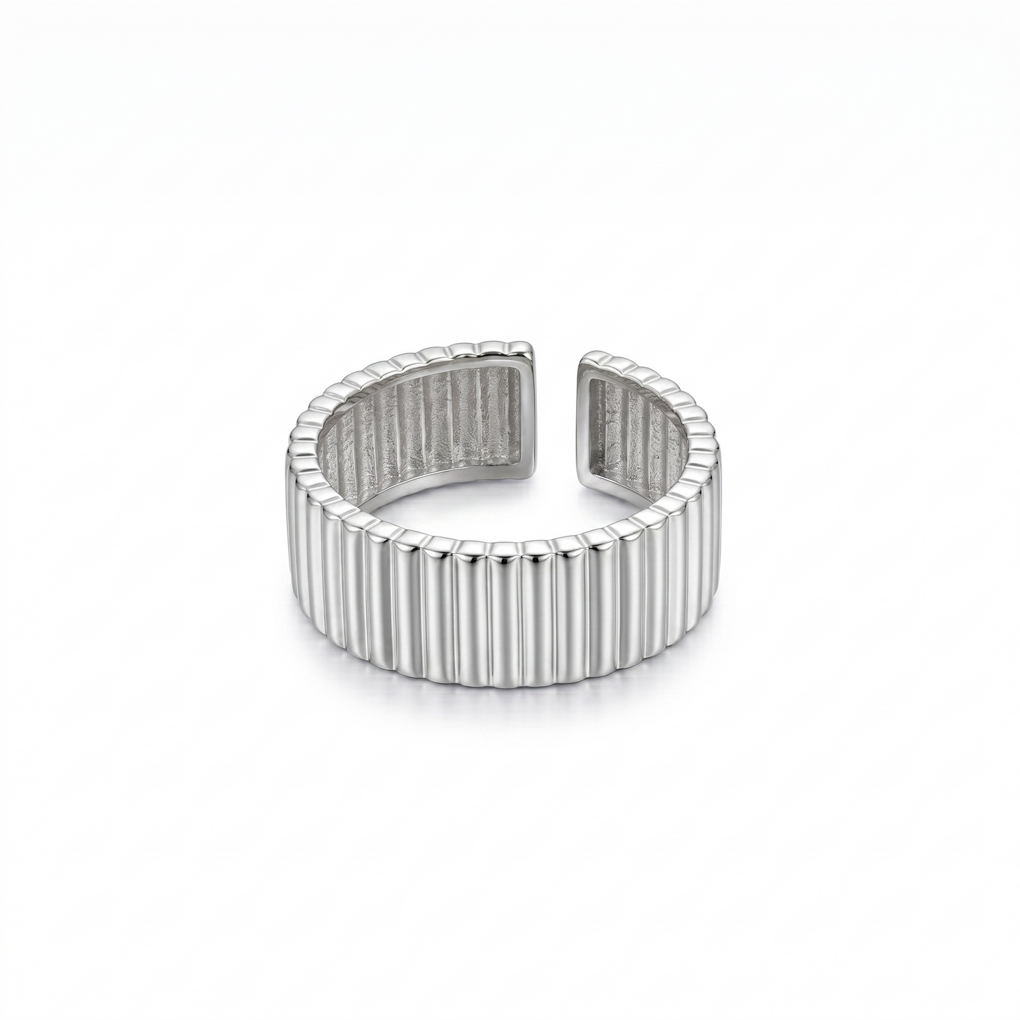 KAYLA Gold Ribbed Ring Minimalist Textured Stacking Statement Band - ASH MOLLIE STUDIO