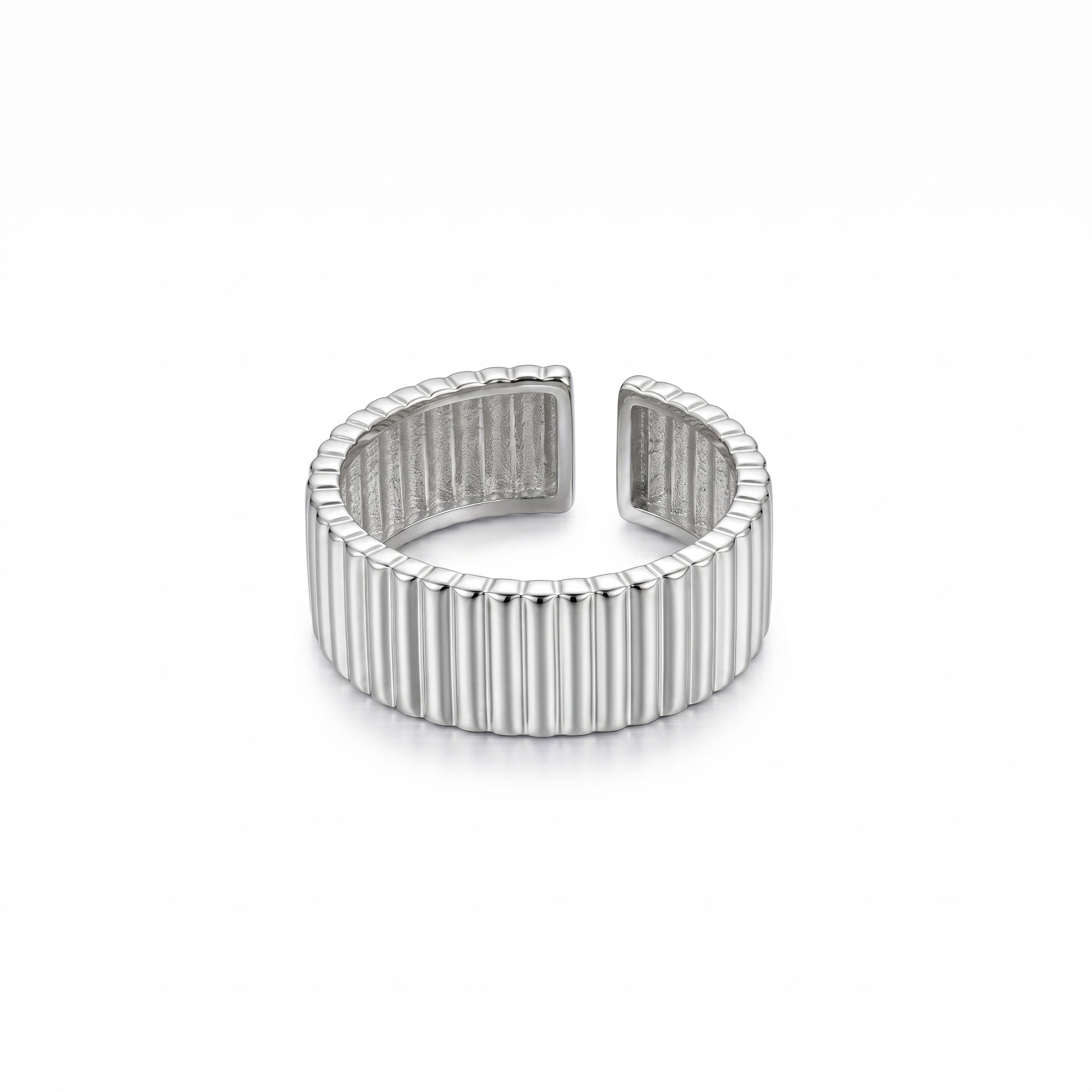 KAYLA Gold Ribbed Ring Minimalist Textured Stacking Statement Band - ASH MOLLIE STUDIO