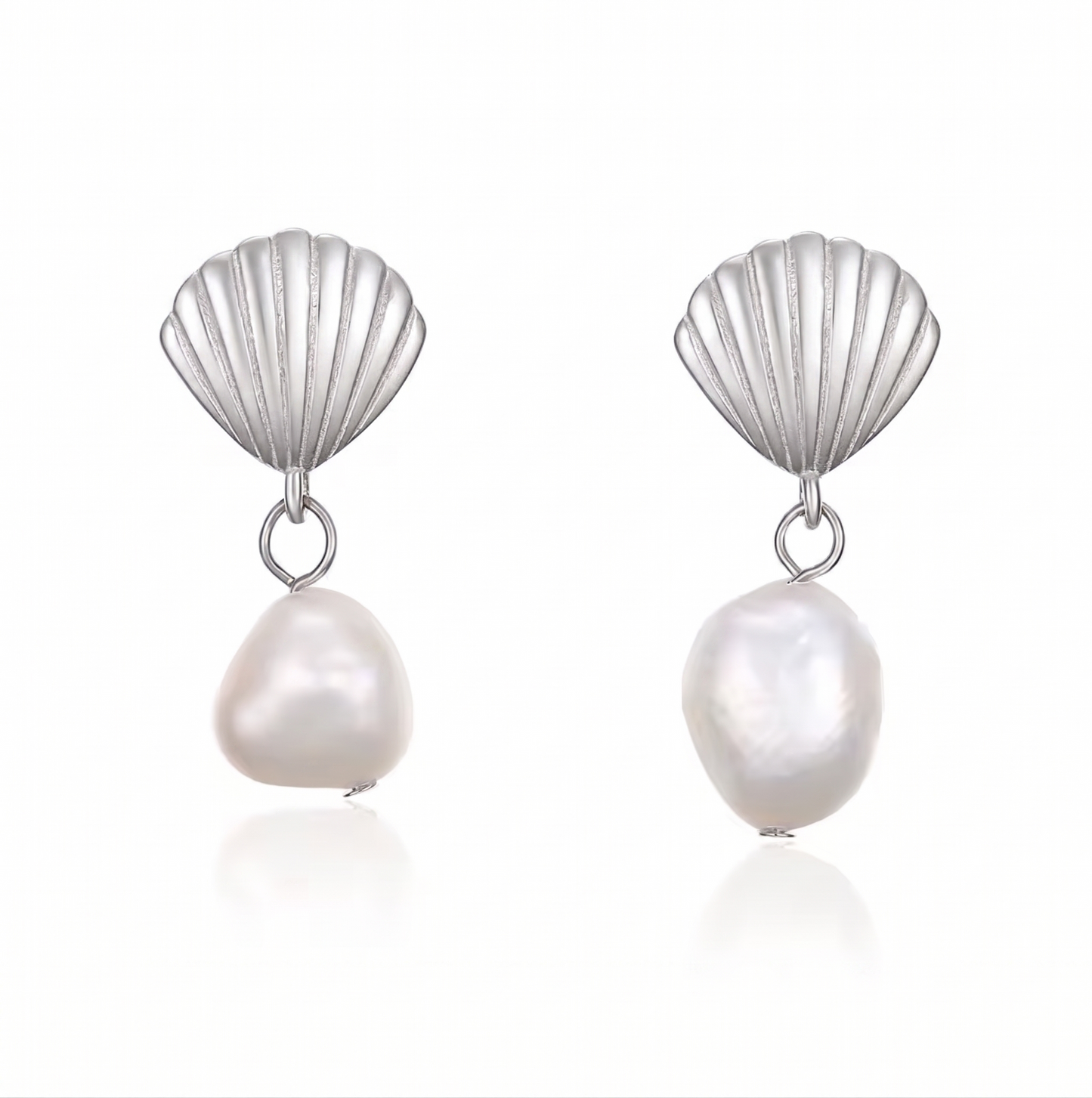 TAHEIA Gold Seashell Pearl Stud Earrings for Women – Minimalist Ocean Inspired Jewelry | Ash Mollie Studio - ASH MOLLIE STUDIO