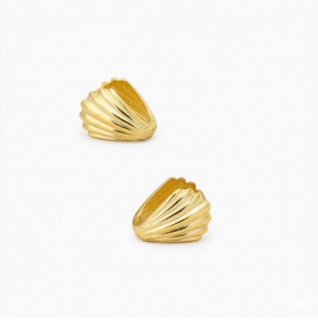 ZANYA Gold Scallop Shell Stud Earrings for Women – Minimalist Seashell Ocean Inspired Jewelry | Ash Mollie Studio - ASH MOLLIE STUDIO