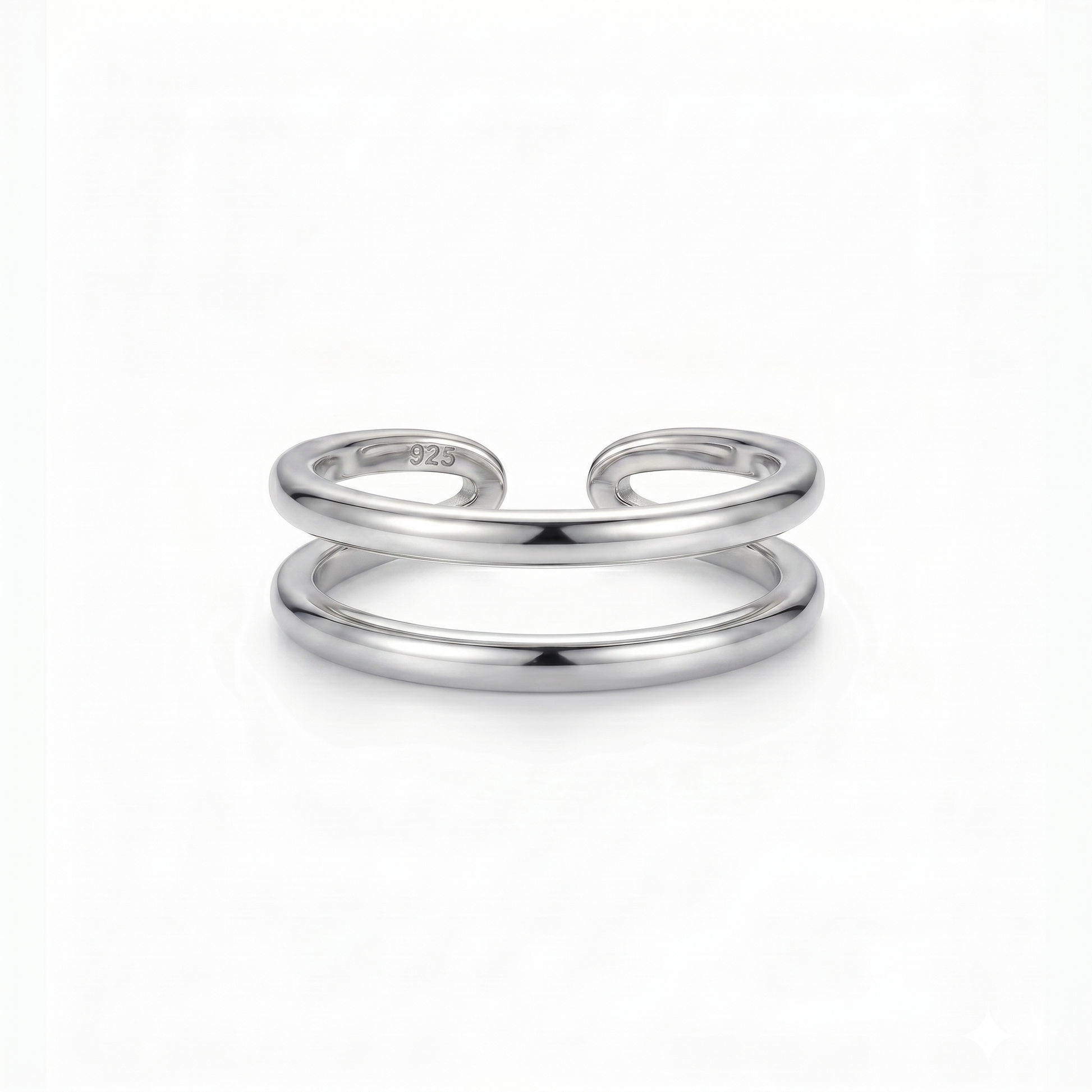 ISABEL Gold Double Band Ring for Women – Minimalist Open Adjustable Stacking Statement Ring | Ash Mollie Studio - ASH MOLLIE STUDIO