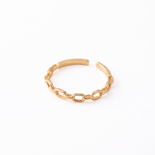 LIATH Gold Chain Ring for Women – Narrow Minimalist Stacking Adjustable Band | Ash Mollie Studio - ASH MOLLIE STUDIO