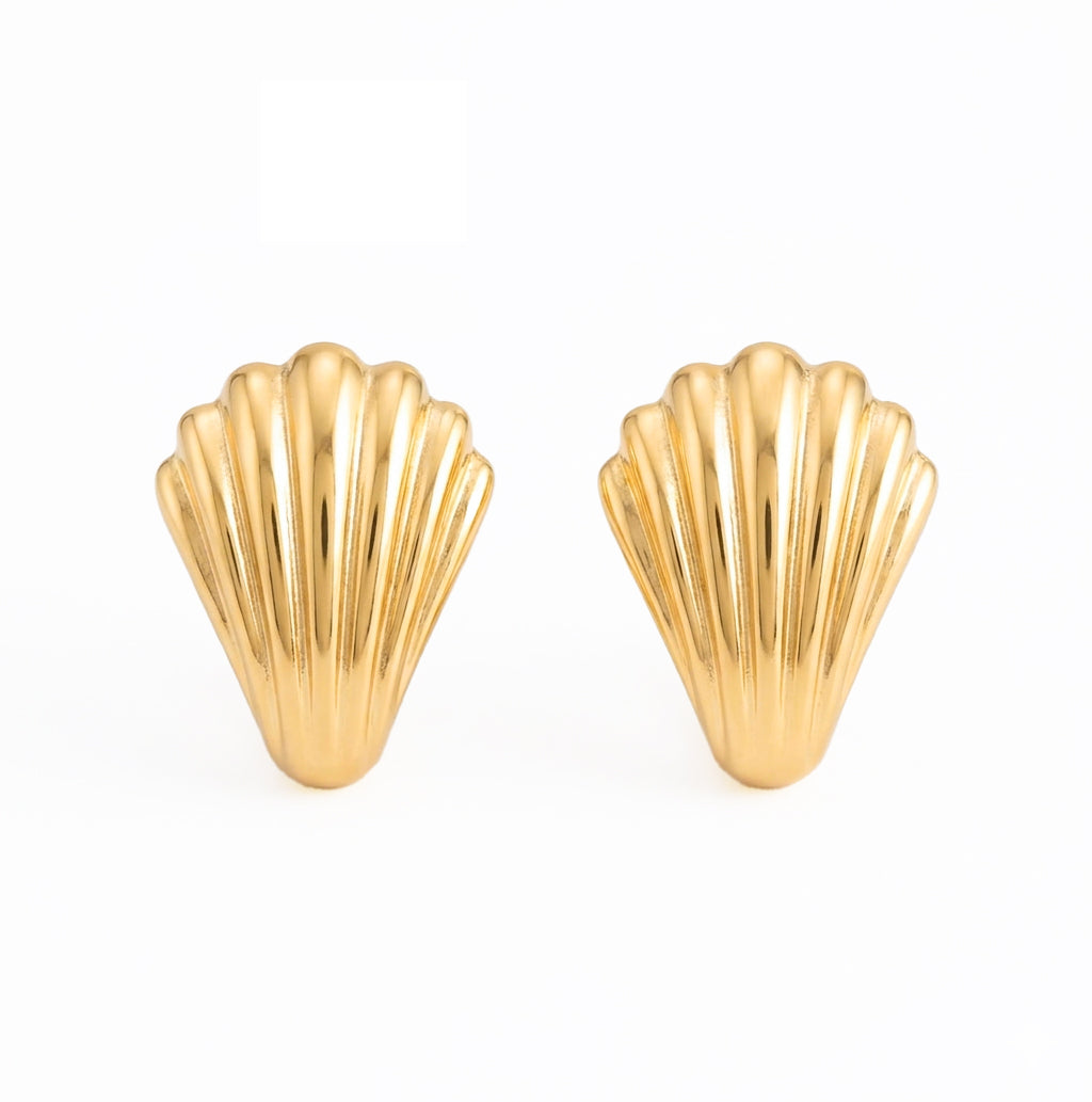 ZANYA Gold Scallop Shell Stud Earrings for Women – Minimalist Seashell Ocean Inspired Jewelry | Ash Mollie Studio - ASH MOLLIE STUDIO