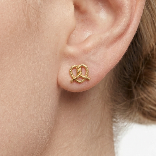 THE PRETZEL | Twisted Gold Stud Earrings – Minimalist Pretzel Knot Earrings | Ash Mollie Studio - ASH MOLLIE STUDIO