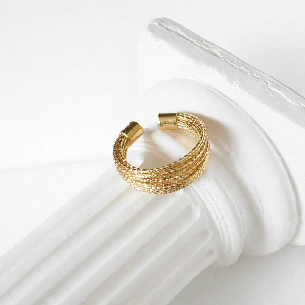 IVIE Minimalist Gold Statement Ring – Sculptural Adjustable Ring for Women | Ash Mollie Studio - ASH MOLLIE STUDIO