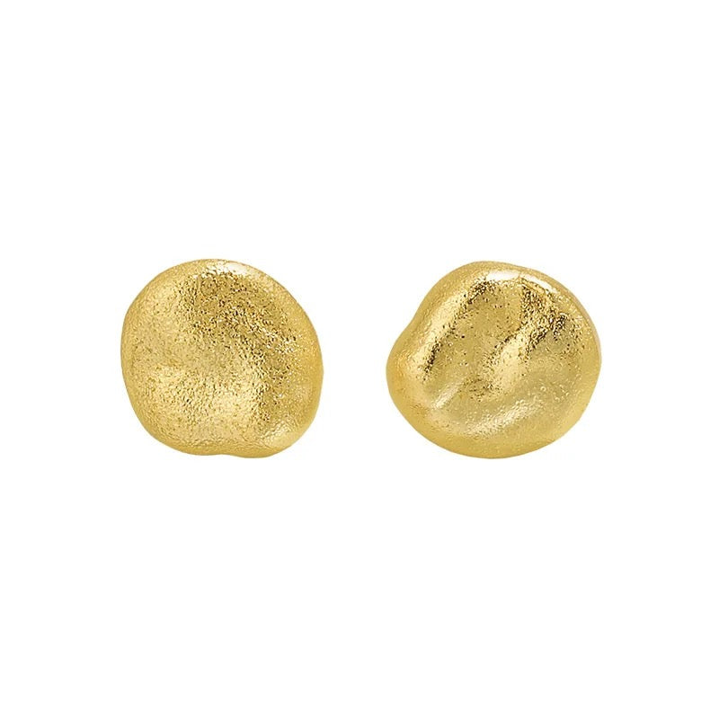 Gold bead earring studs in minimalist design