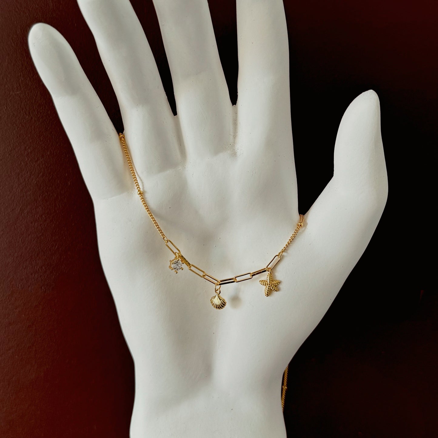 THEIA  Seashell, Star, and Crystal Necklace - ASH MOLLIE STUDIO