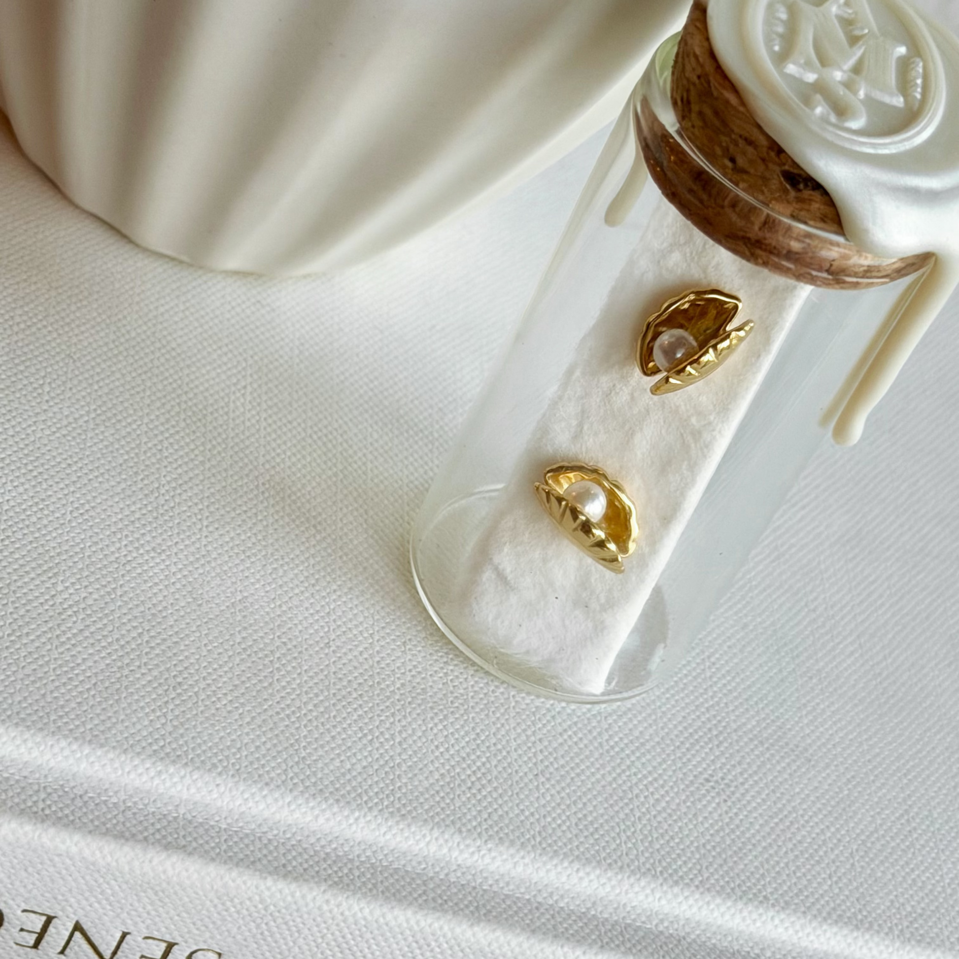 KALI Gold Seashell Pearl Stud Earrings for Women – Ocean Inspired Minimalist Dainty Jewelry | Ash Mollie Studio - ASH MOLLIE STUDIO